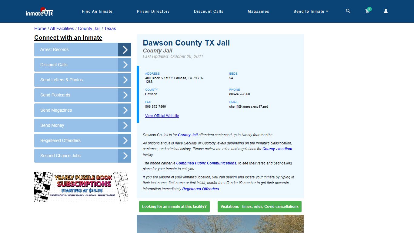 Dawson County TX Jail - Inmate Locator - Lamesa, TX