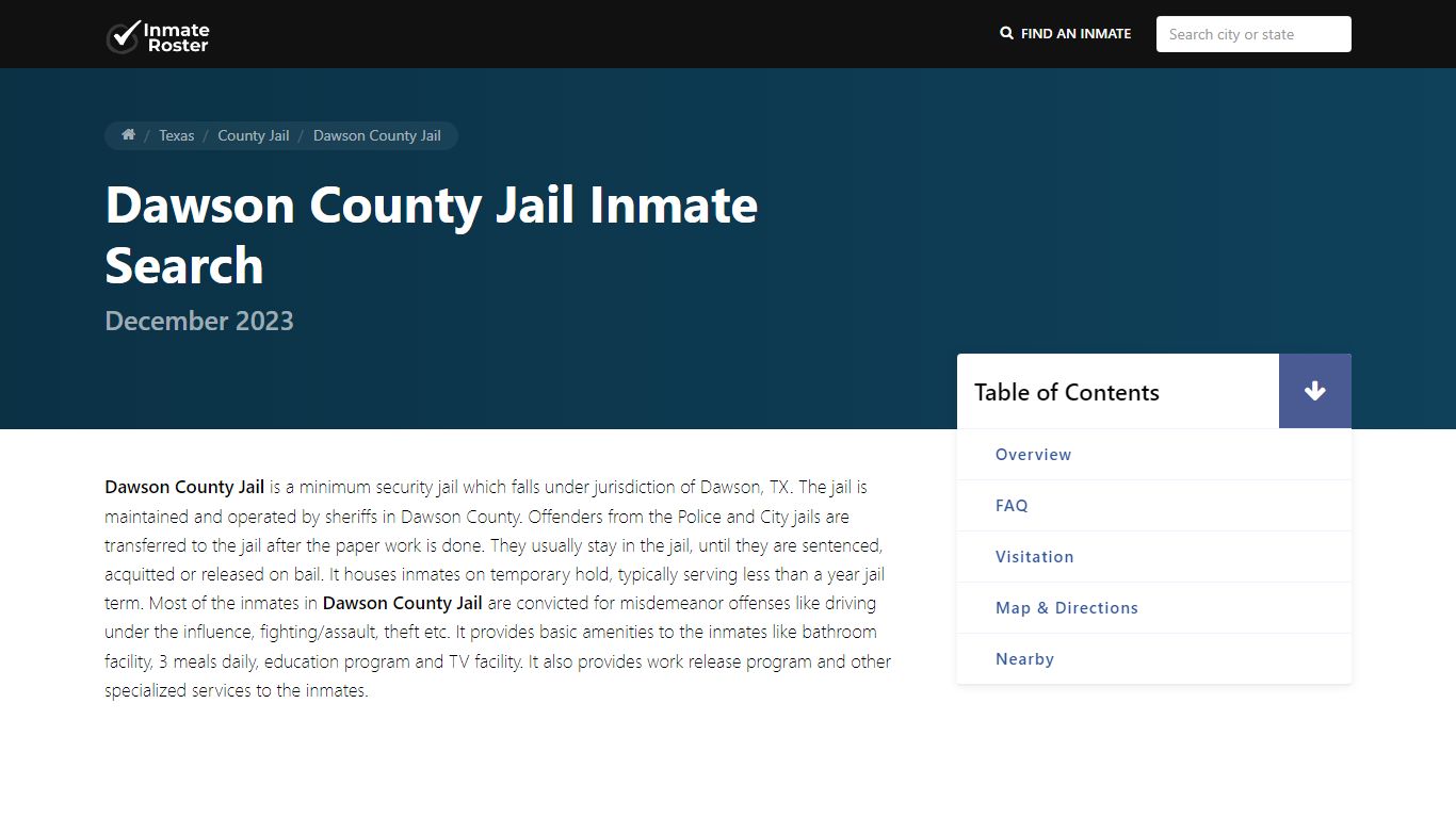 Inmate Search | Dawson County Jail - Lamesa, TX