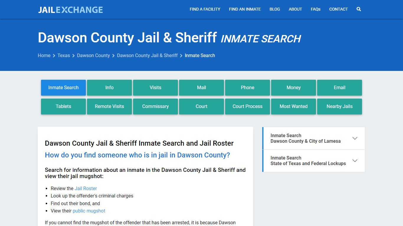 Inmate Search: Roster & Mugshots - Dawson County Jail & Sheriff, TX