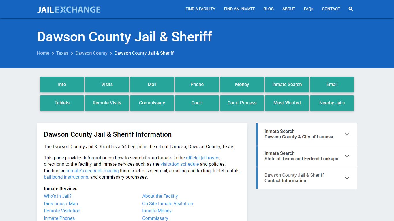 Dawson County Jail & Sheriff, TX Inmate Search, Information